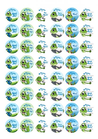 30mm round Personalised frog theme stickers