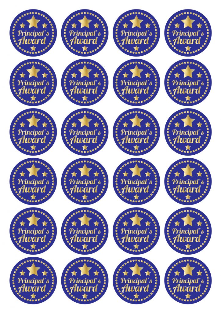Principal's Award 45mm foil stickers Dark Blue | Teacher Stickers