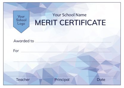 Modern Blue Merit Certificate from Teacher Stickers