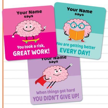 Growth Mindset, Square personalise stickers