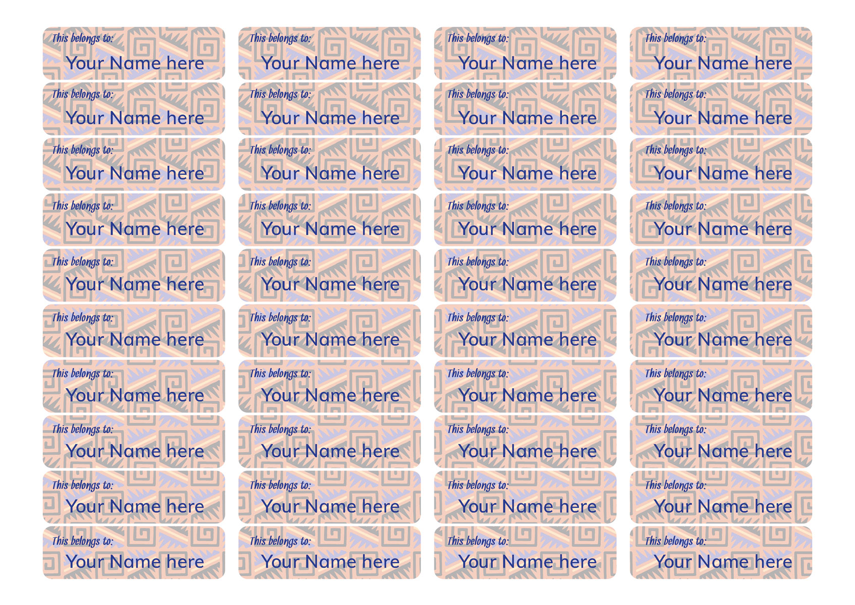 Pattern Name Labels - Inca