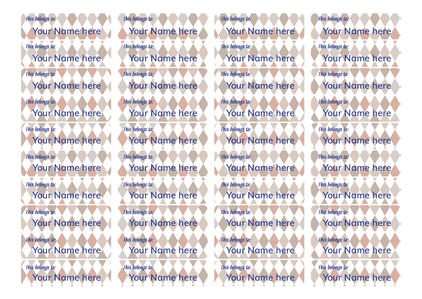 Pattern Name Labels - Diamonds