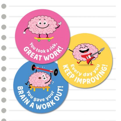 Growth Mindset cute brains from Teacher Stickers
