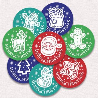 20mm round Christmas theme stickers