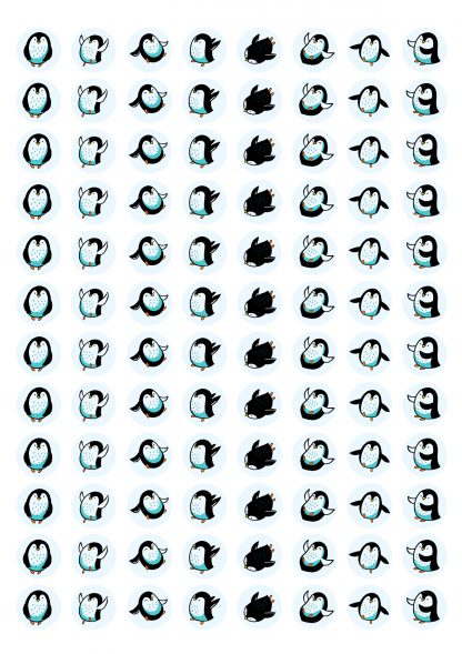 Penguin themed 20mm round stickers