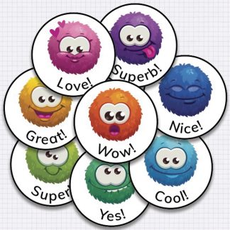 20mm round monster smiley stickers