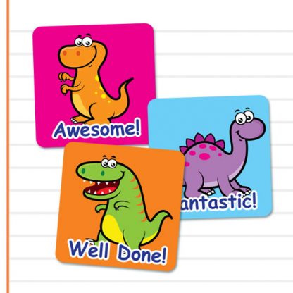 Square Cute Dinosaur themed stickers from Teacher Stickers