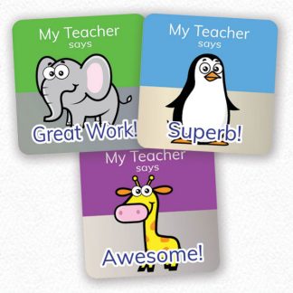 personalised square 25mm foil stickers zoo theme from Teacher Stickers