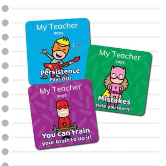 Growth Mindset stickers with super hero images