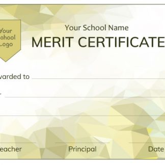 Modern Yellow Merit Certificate from Teacher Stickers