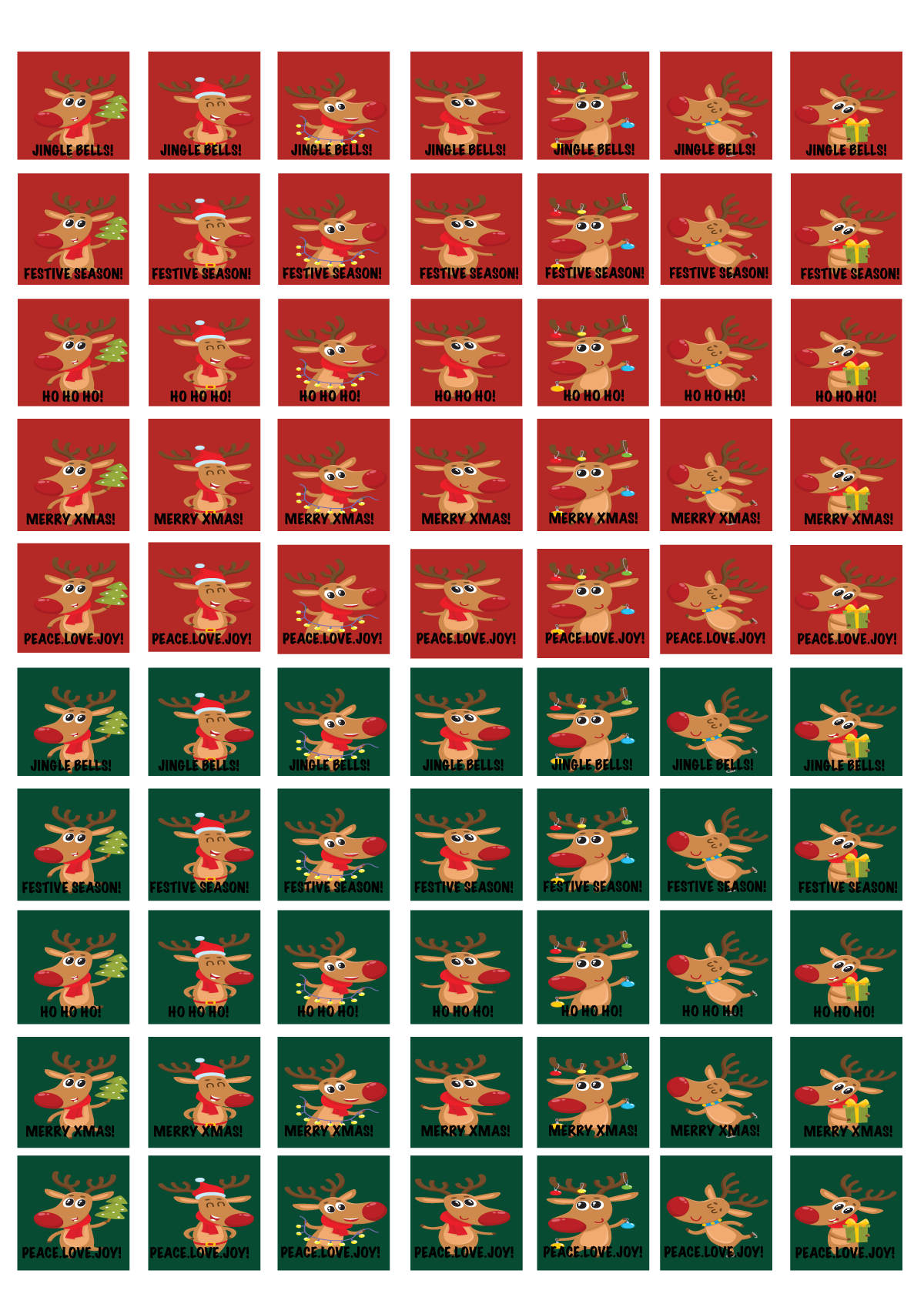25mm Square Personalised Teacher Merit Stickers – Christmas Reindeer - Image 2