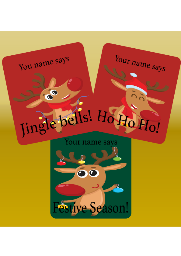 25mm Square Personalised Teacher Merit Stickers – Christmas Reindeer