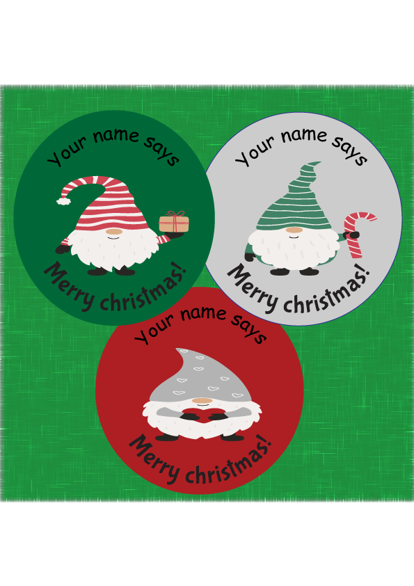 Teacher Merit Stickers - 30mm round personalised Christmas Gnomes