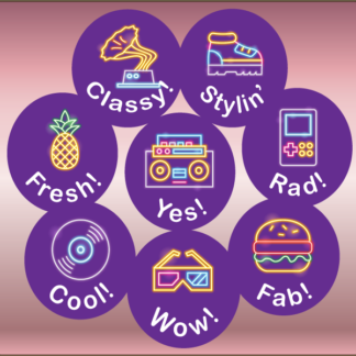 20mm Mini reward stickers neon retro