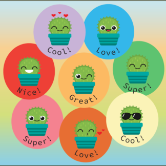 20mm Mini reward stickers cute cactus pots