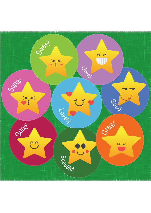 20mm Mini reward stickers cute emoji stars